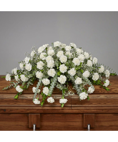 White Carnation Casket Spray