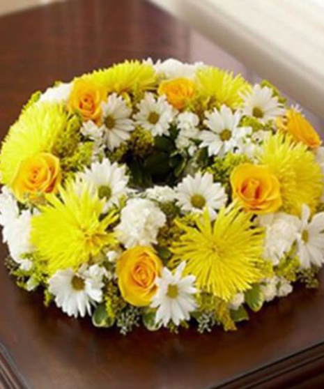 Yellow & White Cremation Wreath