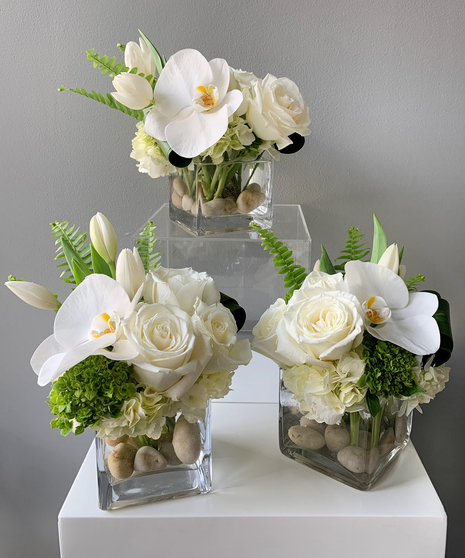 White Spring Centerpiece Trio